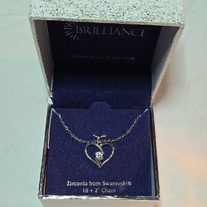 Brilliance Silver Heart Necklace with Swarovski Zirconia